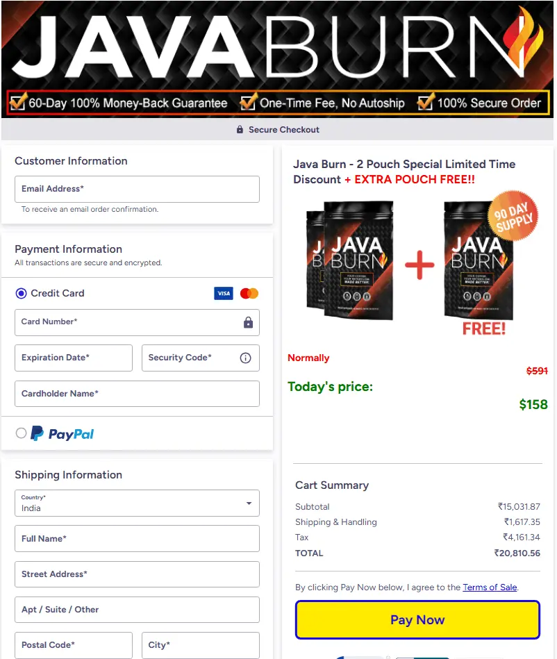 Java Burn Order Page